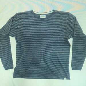 Women's Striped Long Sleeve Top - Black and Gray